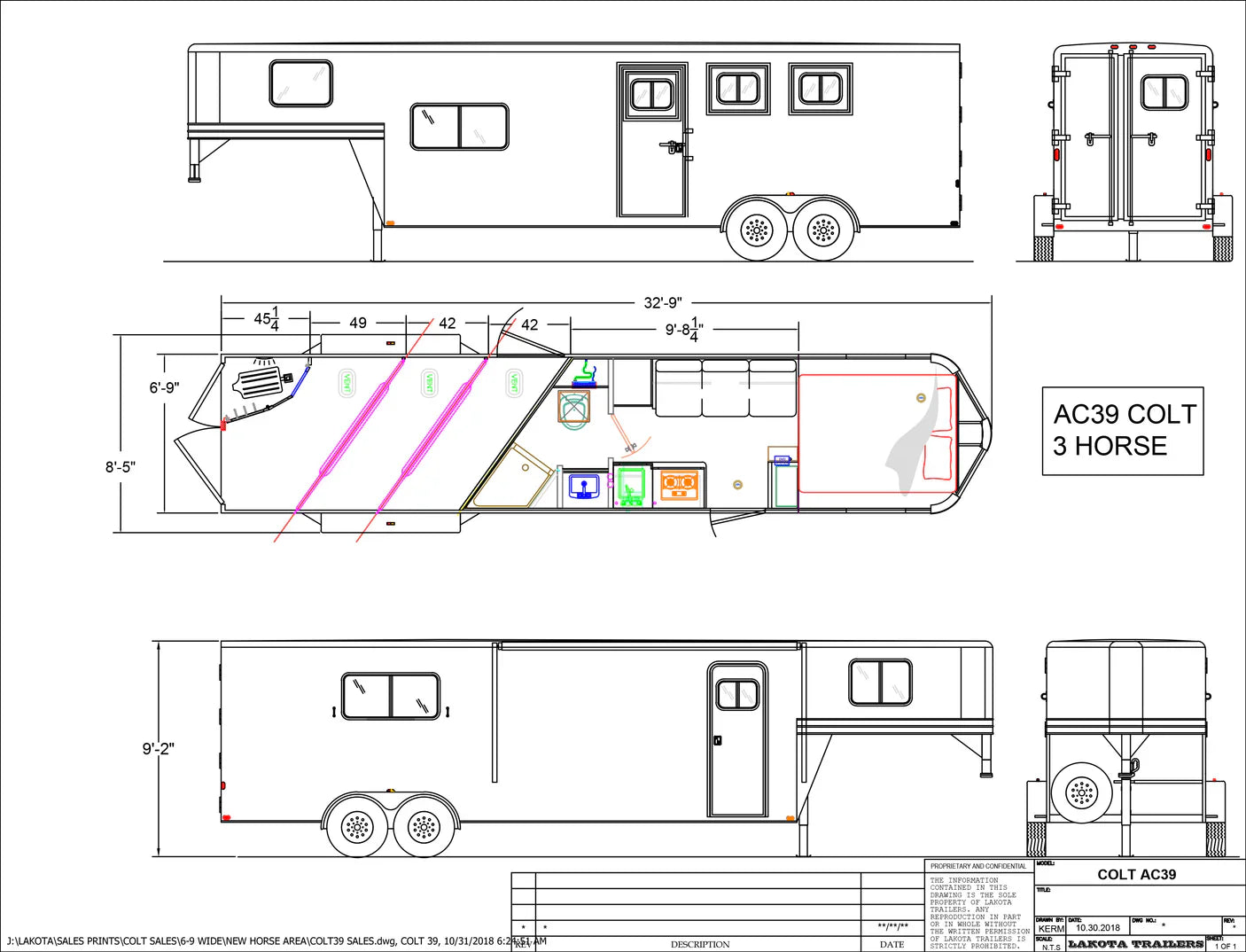 2025 Lakota Colt 3 Horse 9' LQ x 6'9" Wide Horse Trailer