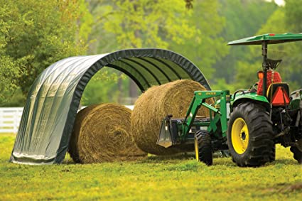 ShelterLogic 22x24x12 Peak Style Run-In Shelter with Green Cover